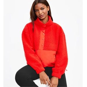 LOFT red Sherpa pullover, NWT